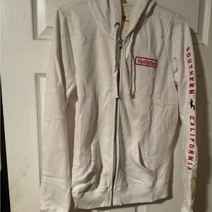 White Hollister Co. Zip-up hoodie